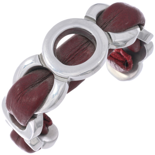 Aluminum Weave Faux Leather Cuff Bracelet 50107