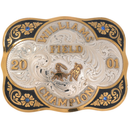 Vintage Silver Gold Rodeo Buckle 50010