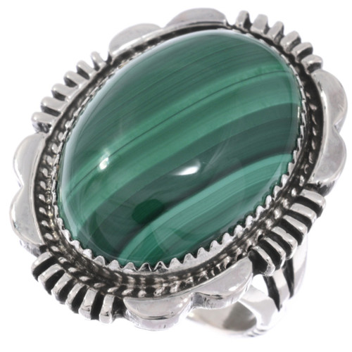 Sterling Silver Malachite Ring Ladies 49213