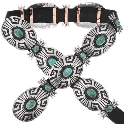 Authentic Sterling Silver Turquoise Concho Belt 49237