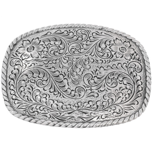 Western Engraved Sterling Silver Belt Buckle 49248