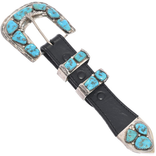Old Pawn Zuni Turquoise Nugget Ranger Belt Buckle 49287