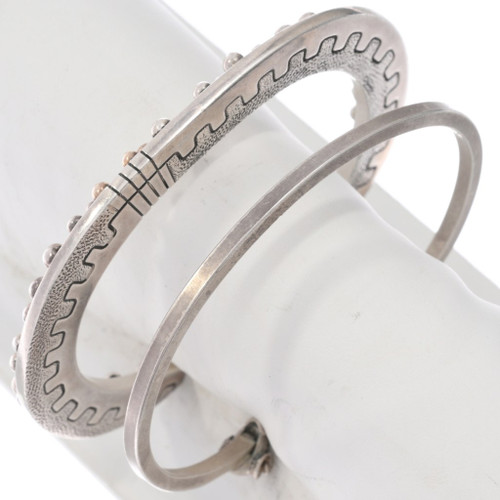 Two Vintage Sterling Silver Stacking Bracelets 0482