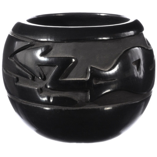 Vintage Santa Clara Black Avanyu Pottery Bowl 49337