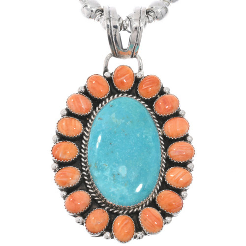 Southwest Spiny Oyster Turquoise Cluster Pendant