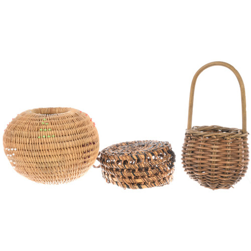 Vintage Closeout Lot Native American Woven Baskets Set of Three 8115