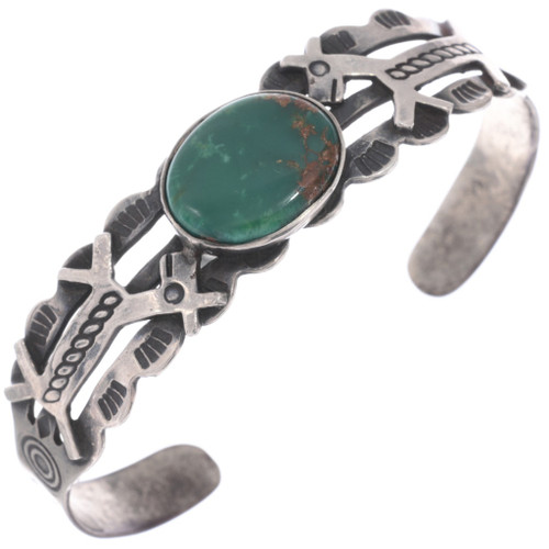 Vintage Fred Harvey Sterling Silver Turquoise Cuff Bracelet 49477