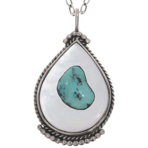 Vintage Mother of Pearl Turquoise Pendant 49489