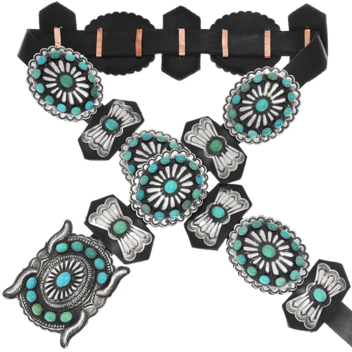 Native American Real Turquoise Concho Belt 49557