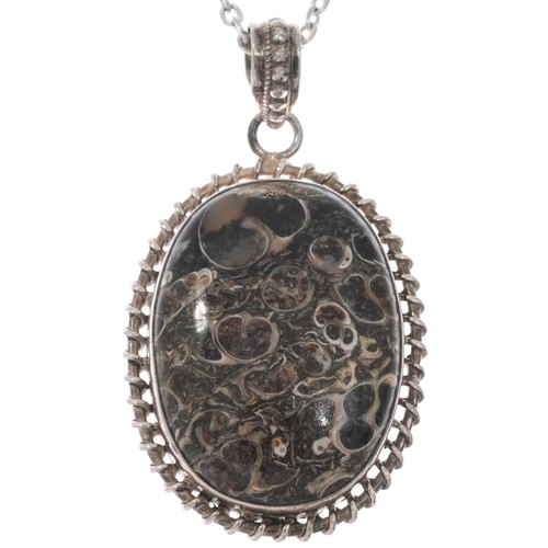 Genuine Turritella Agate Pendant 49568