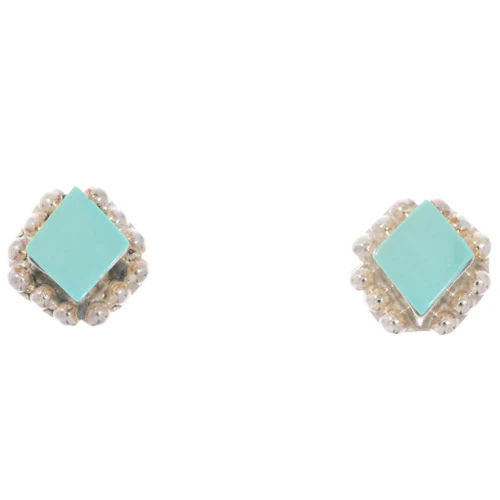 Zuni Turquoise Post Earrings Sterling Silver 0612