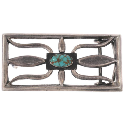 Old Pawn Turquoise Navajo Belt Buckle 49609[