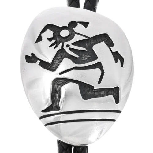 Vintage Hopi Sterling Silver Kachina Bolo Tie 49616