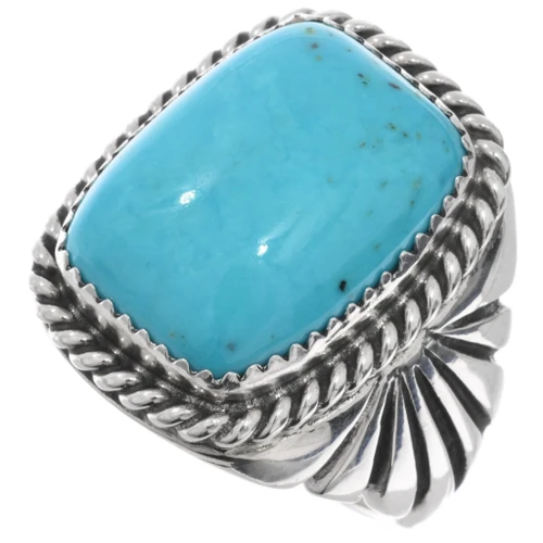 Natural Sleeping Beauty Turquoise Ring Mens 49670