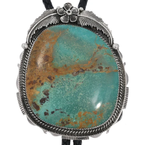 Navajo Sterling Silver Turquoise Bolo Tie 49680
