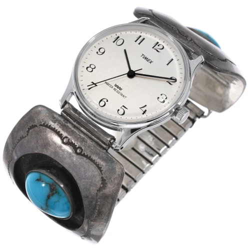 Old Pawn Navajo Sterling Silver Turquoise Watch 49683