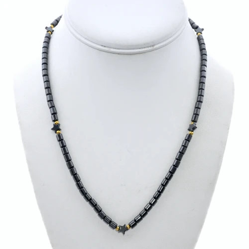 Beaded Hematite Star Necklace 50268