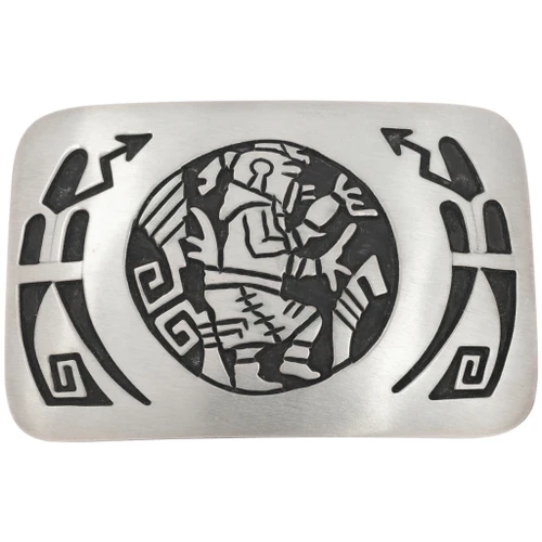 Navajo Sterling Silver Overlay Kachina Belt Buckle 49693