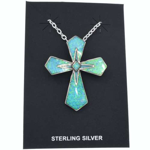 Sterling Silver Opal Cleschee Cross Pendant 7567