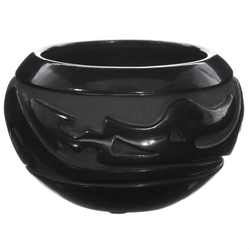 Authentic Santa Clara Pueblo Blackware Pottery Bowl 49762