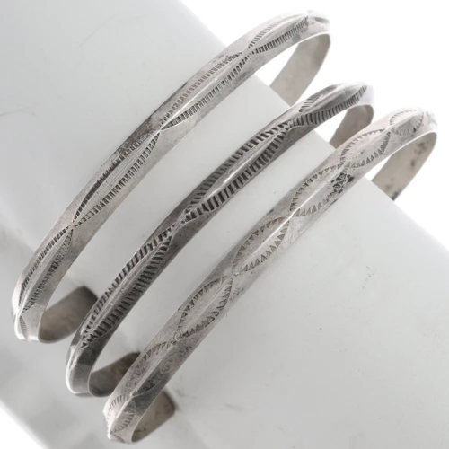 Vintage Sterling Silver Cuff Bracelet Trio 50321