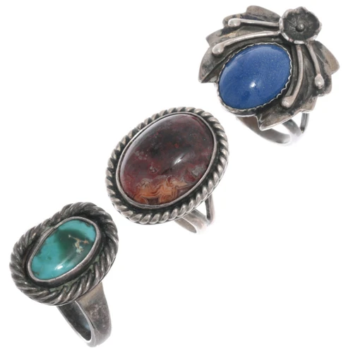 Vintage Sterling Silver Gemstone Rings 50335