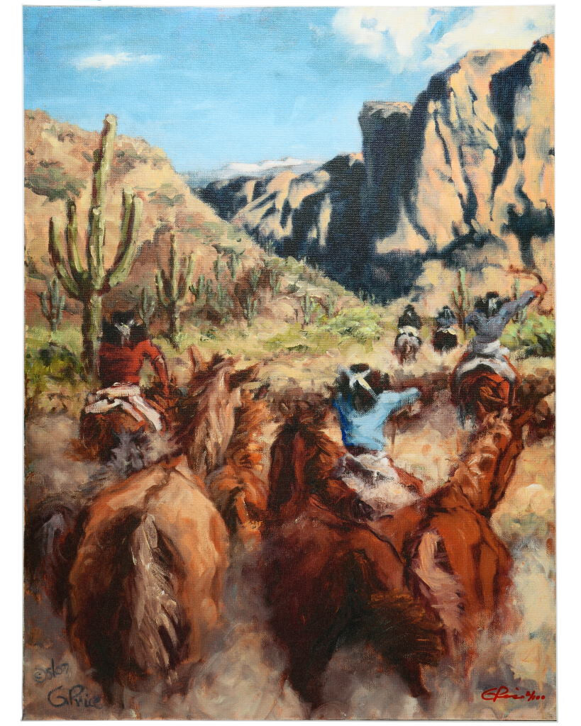 Apache Stock Market Canvas by Gretchen Price