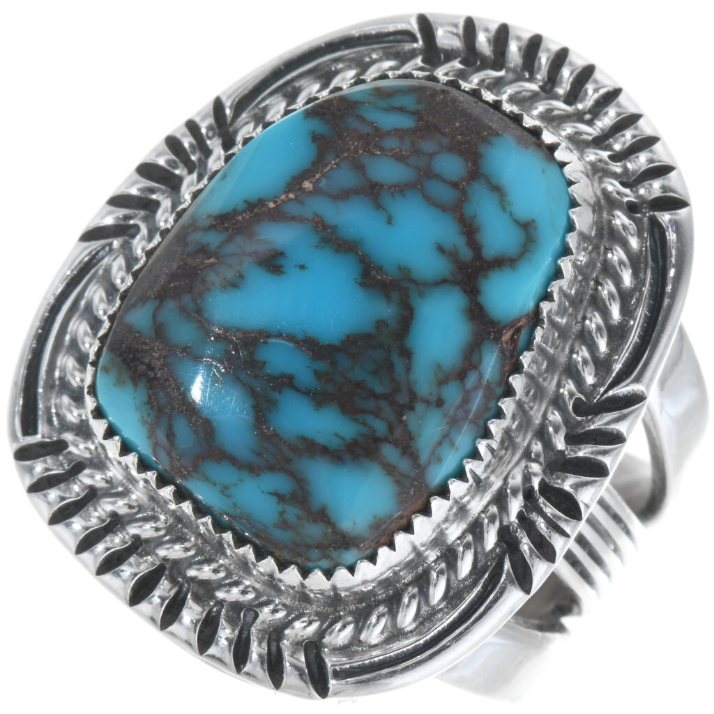 Navajo Jewelry - Bisbee Turquoise Ring by Navajo artist Avin Joe