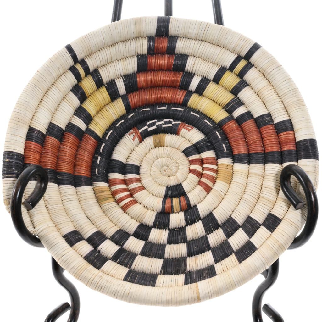 Hopi Early Morning Vintage Hand Coiled Polychrome Basket Tray