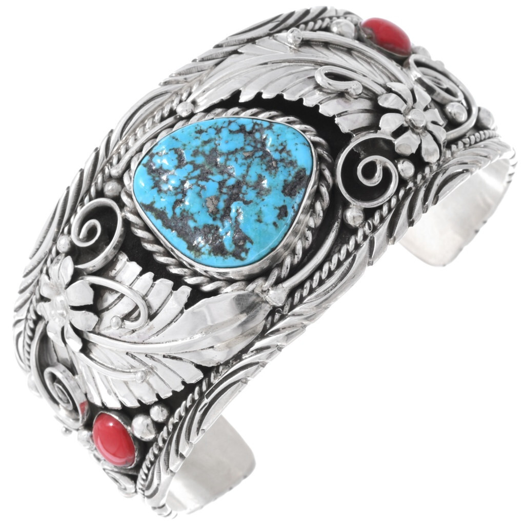 Large turquoise cabochon with bold silverwork