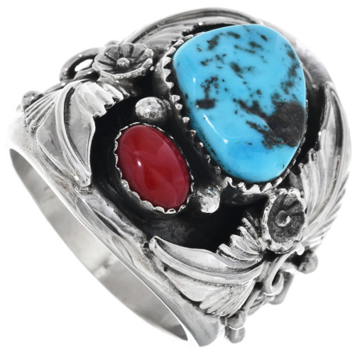 Turquoise Coral Mens Ring 17297