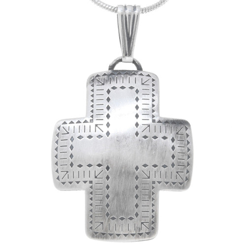 Lightweight Native American Silver Cross Pendant and Chain 29440