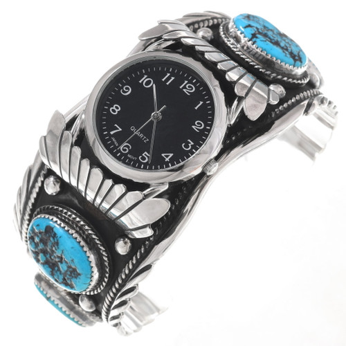 Navajo Turquoise Silver Big Boy Watch Cuff Heavy Gauge Sterling 25278