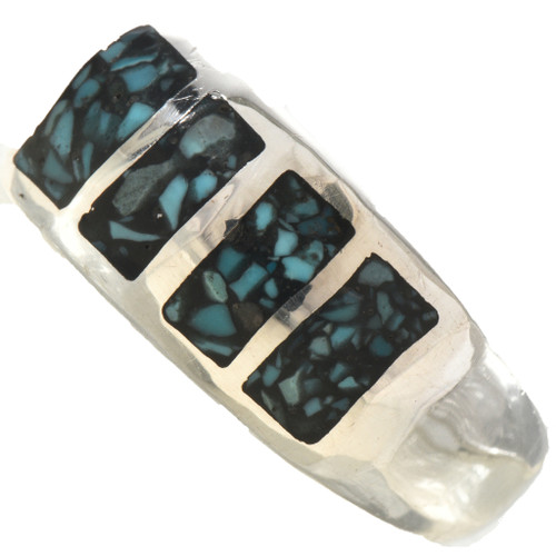 Inlaid Dark Blue Turquoise Navajo Mens Ring 29766