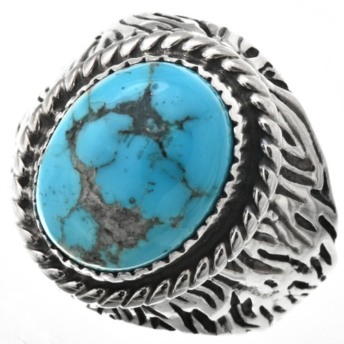 Turquoise Mountain Navajo Mens Ring 29681