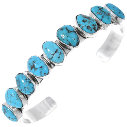 Ithaca Peak Turquoise Sterling Silver Cuff Navajo Made Bracelet 26813