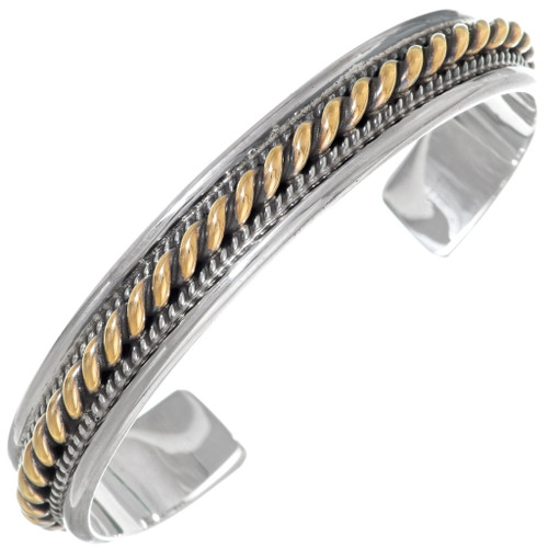 Heavy Gauge Navajo Silver Gold Brad Pitt Cuff Sterling Unisex 18058