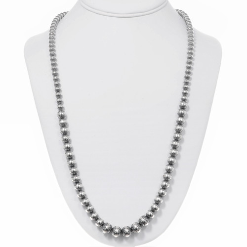 Sterling Stamped Beaded Unisex Navajo Necklace 24805