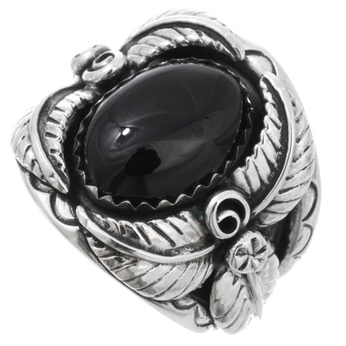 Black Onyx Silver Navajo Mens Ring 28957
