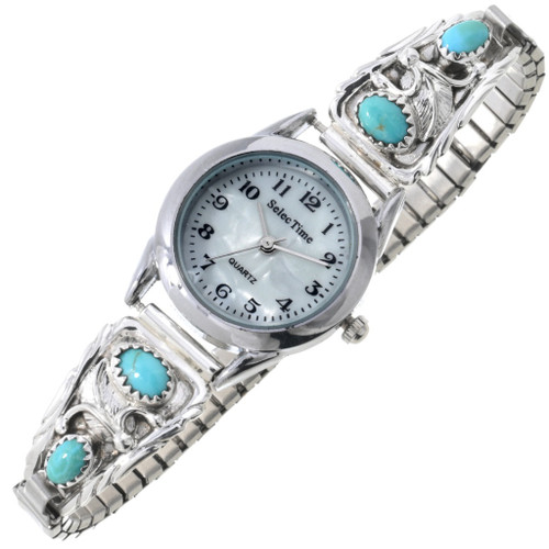 Pretty Affordable Navajo Turquoise Ladies Silver Watch 23036 display picture 2