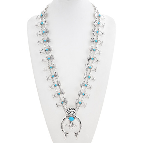 【未使用】Navajo Squash Blossom　ピアス　シルバー925 Set - Navajo Squash Blossom Necklace & Earrings, CJDNSN21-01