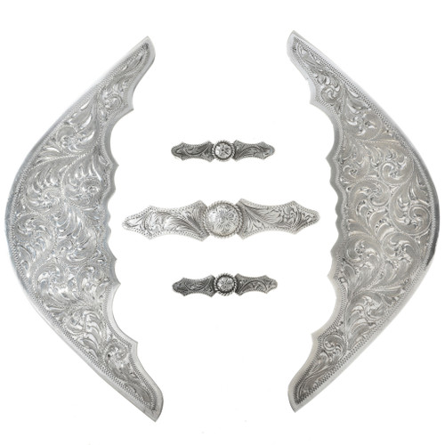 New ENGRAVED SILVER TRIM KIT Western Saddle PRAYING COWBOY BARREL RACER | Australia
