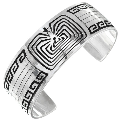 Handmade Navajo Overlaid Silver Man in the Maze Cuff 31350