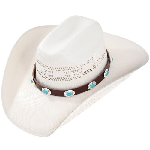 Navajo Turquoise Sterling Concho Hatband on Adjustable 