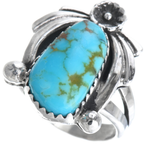 Kingman Turquoise Silver Ladies Navajo Ring 33224