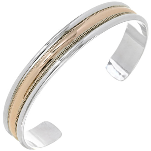Native American Gold Silver Bracelet Mixed Metal Unisex Cuff 35494