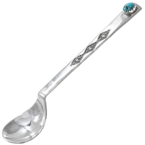 Great Gift! Navajo Turquoise Silver Baby Spoon by Alice Skeets 41151