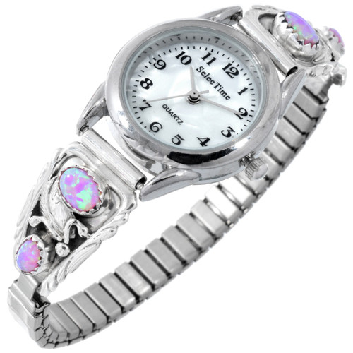 Dazzling Native American Opal Silver Ladies Watch Sterling 41381 display picture 2