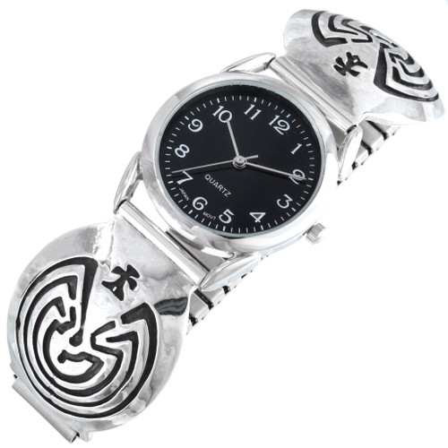 Sterling Native American Man in the Maze Silver Mens Watch 41466