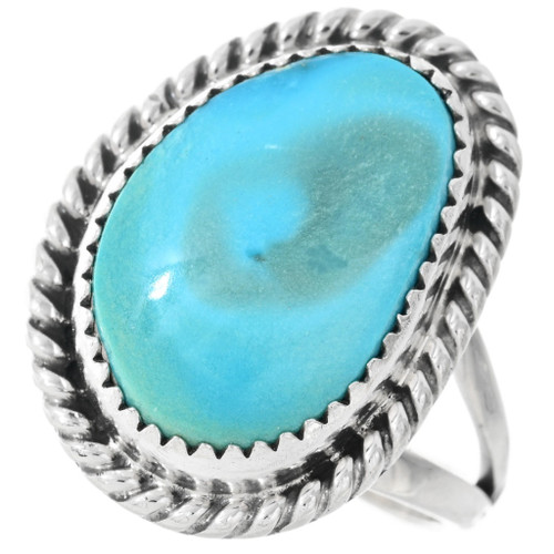 Sizes 6 to 10 Nice Navajo Kingman Turquoise Ladies Silver Ring 41615